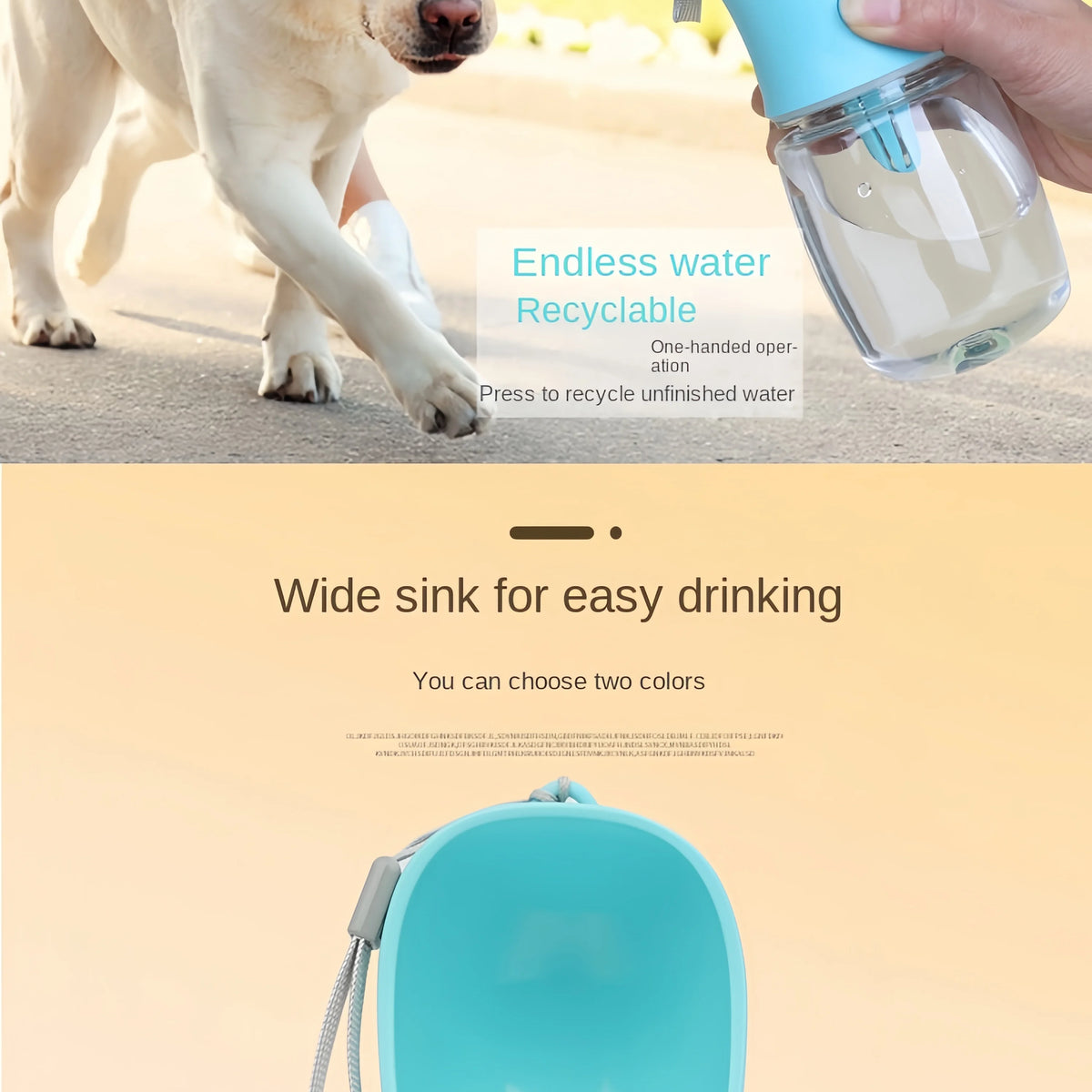 2-in-1 Portable Dog Water Bottle & Food Container
