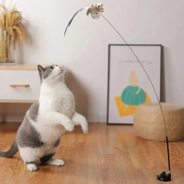 Interactive Cat Bird Toy – Handheld & Suction Cup Options
