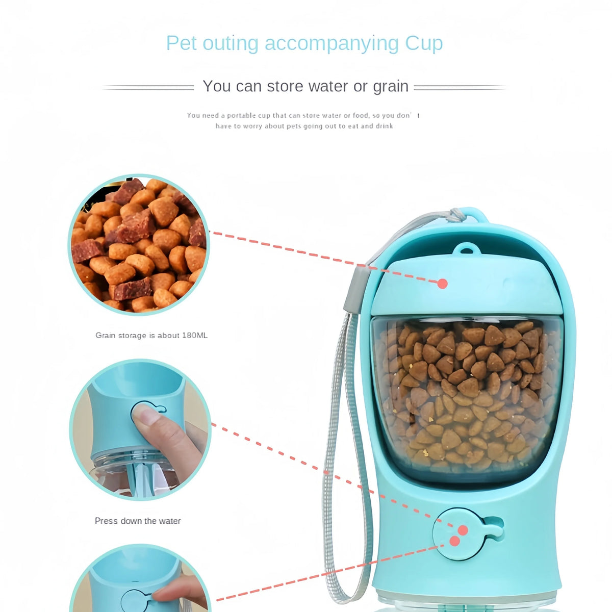 2-in-1 Portable Dog Water Bottle & Food Container