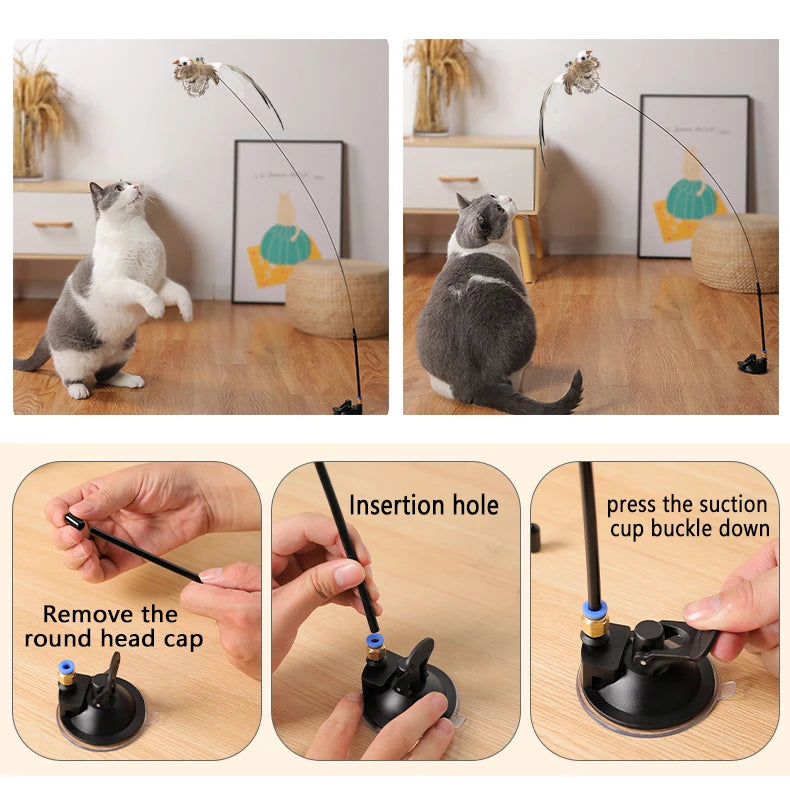 Interactive Cat Bird Toy – Handheld & Suction Cup Options