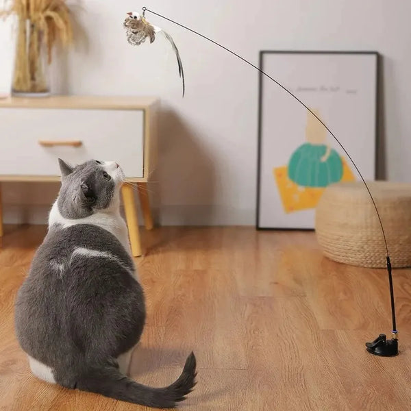 Interactive Cat Bird Toy – Handheld & Suction Cup Options