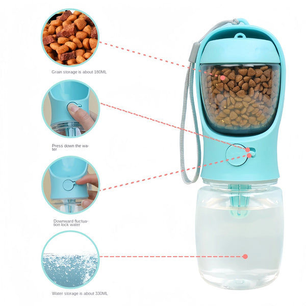 2-in-1 Portable Dog Water Bottle & Food Container