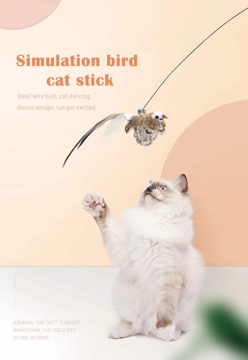 Interactive Cat Bird Toy – Handheld & Suction Cup Options